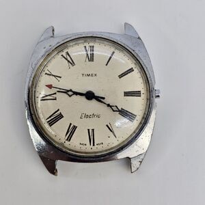 VTG Timex Electric Men's Watch 34MM White Dial Roman Numerals SELLING FOR PARTS